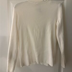 White Ribbed Long Sleeve Turtleneck